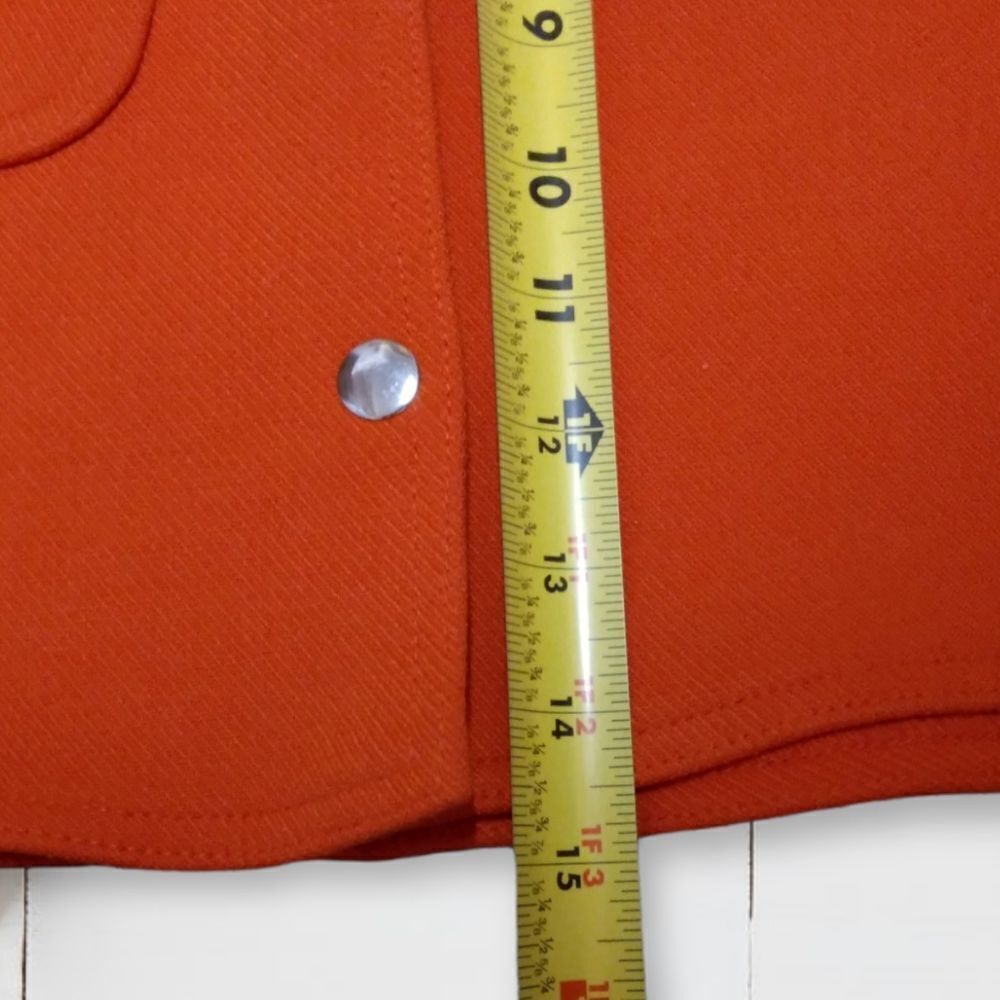 UNIF | HIGH RISE ORANGE RED BUTTON FRONT VALEN MINI SKIRT FAUX WOOL SMALL - Picture 13 of 16